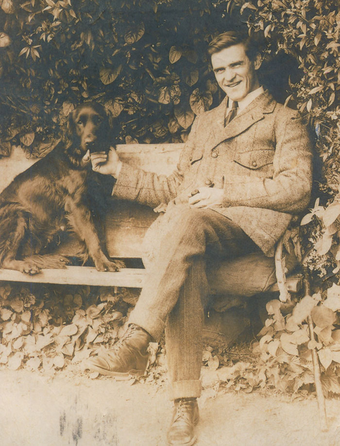 George Shiels seated in garden